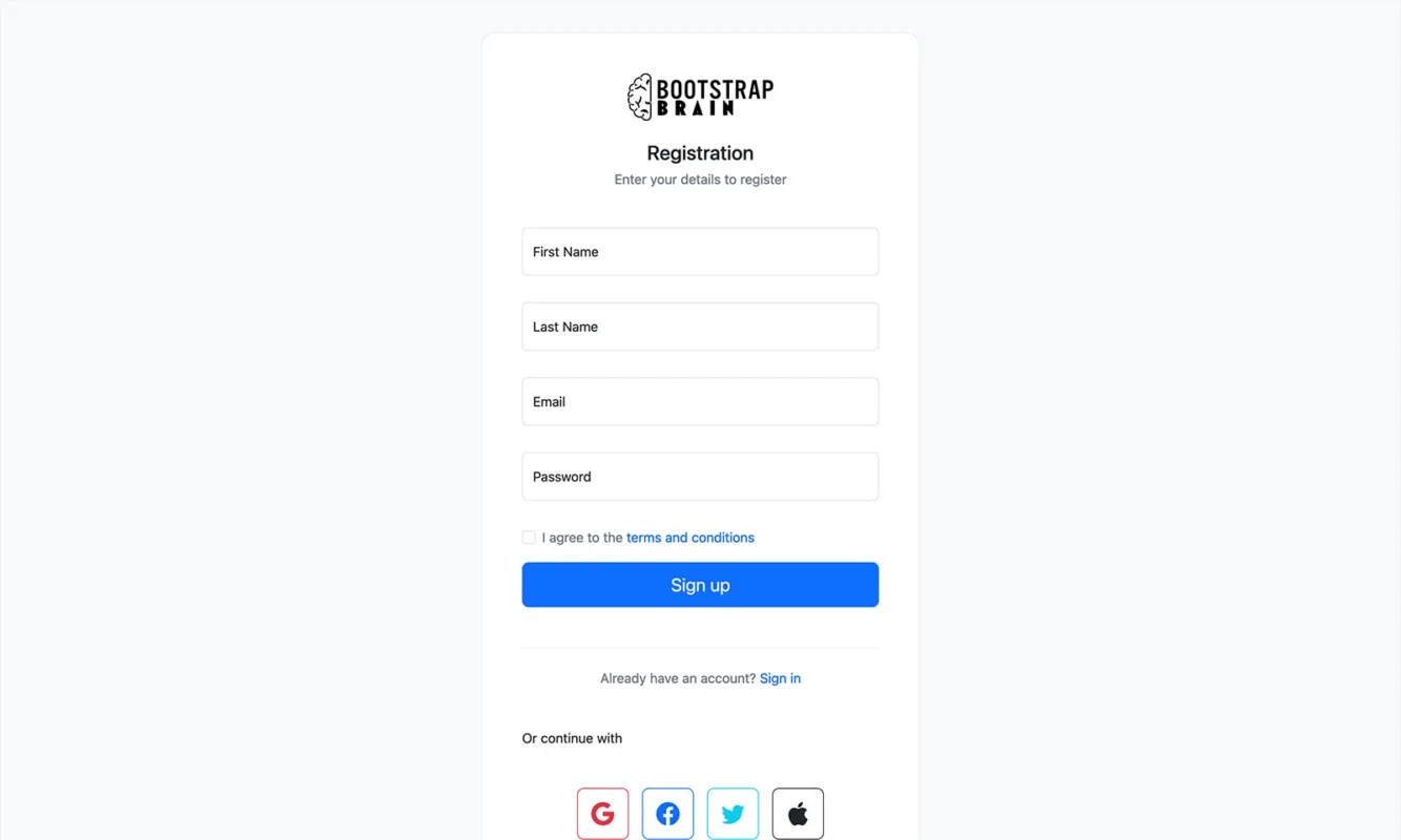 Bootstrap Signup Form Template BootstrapBrain
