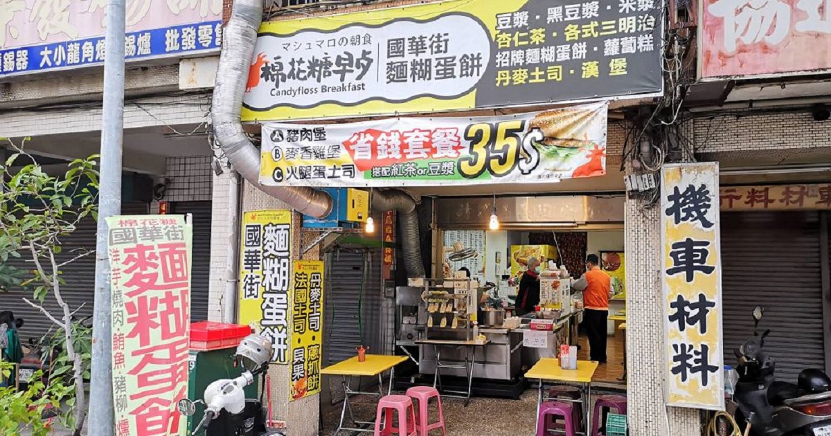 棉花糖早餐。國華街麵糊蛋餅｜省錢套餐只要35元｜台南早餐