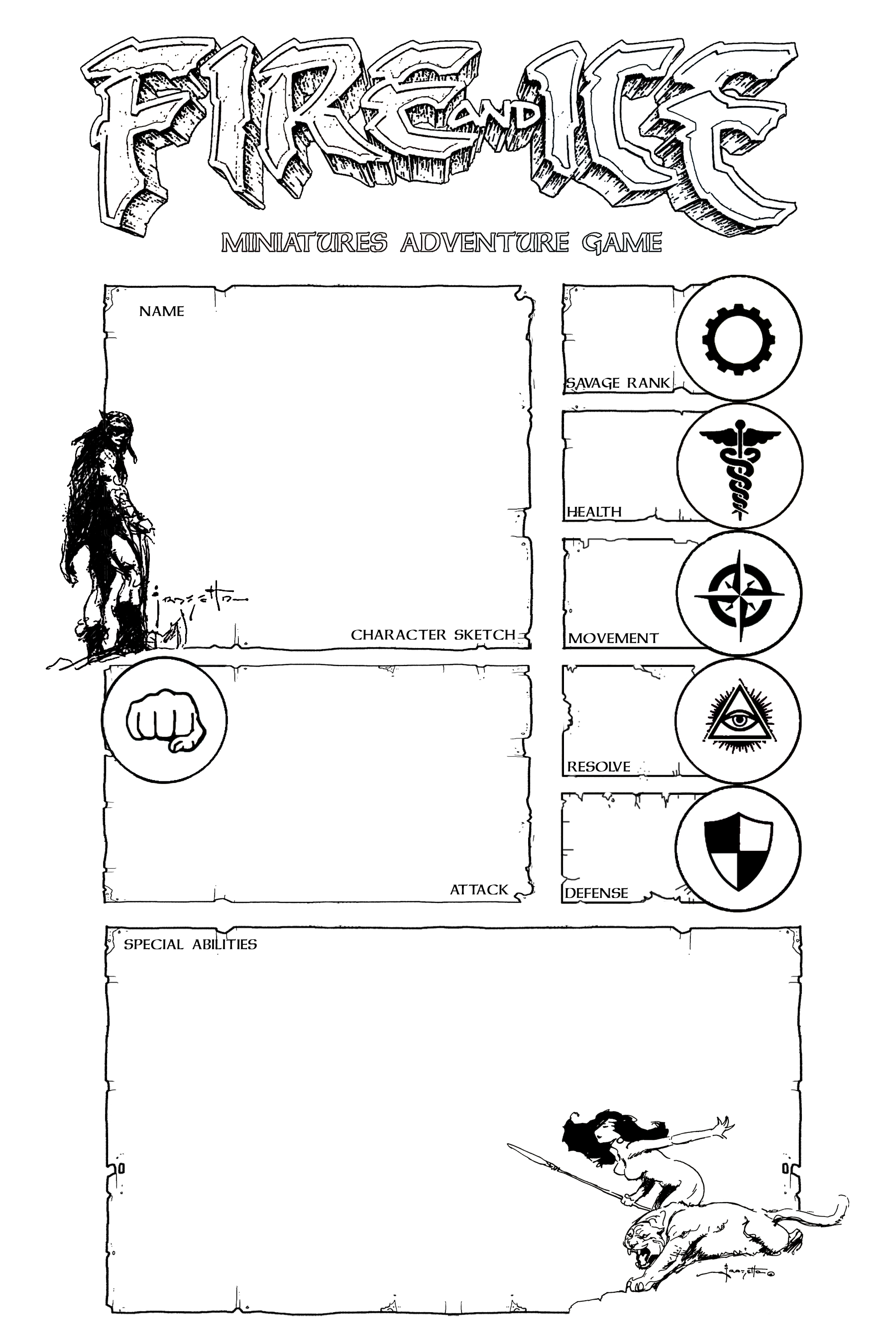 Fire and Ice Character Sheets Bordermen Games