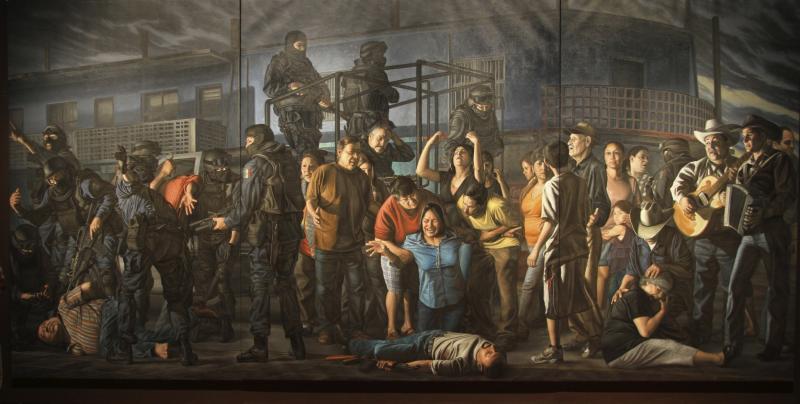 Artist Rigoberto A. Gonzalez paints Mexico drug violence