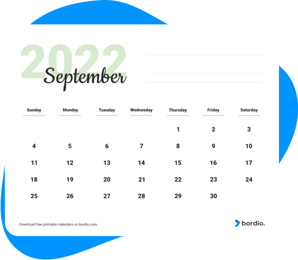 September 2022 Printable Calendar