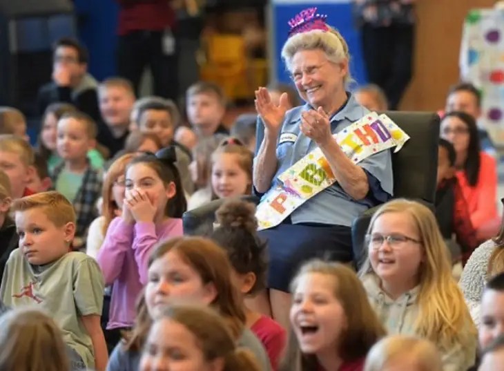 77yearold janitor lady who never had a birthday party