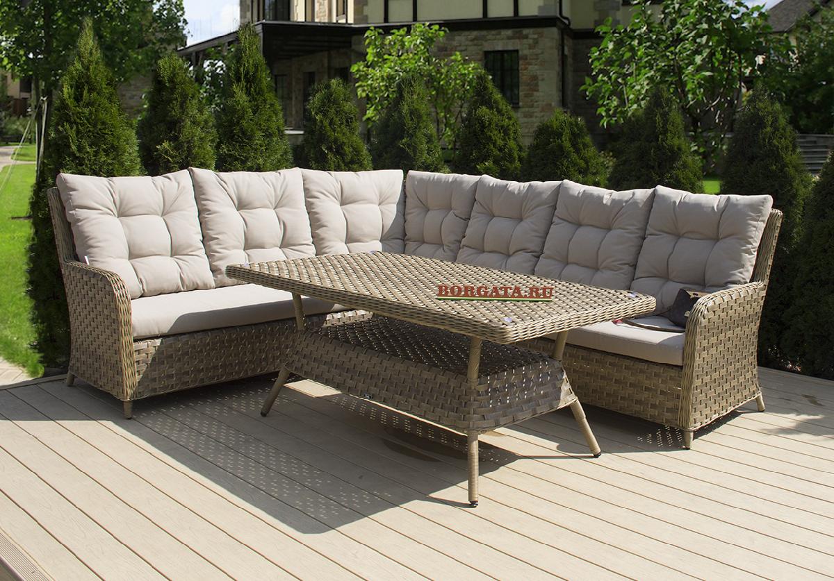 Угловой диван ARIA CLASSIC nature 295*255 с кофейно