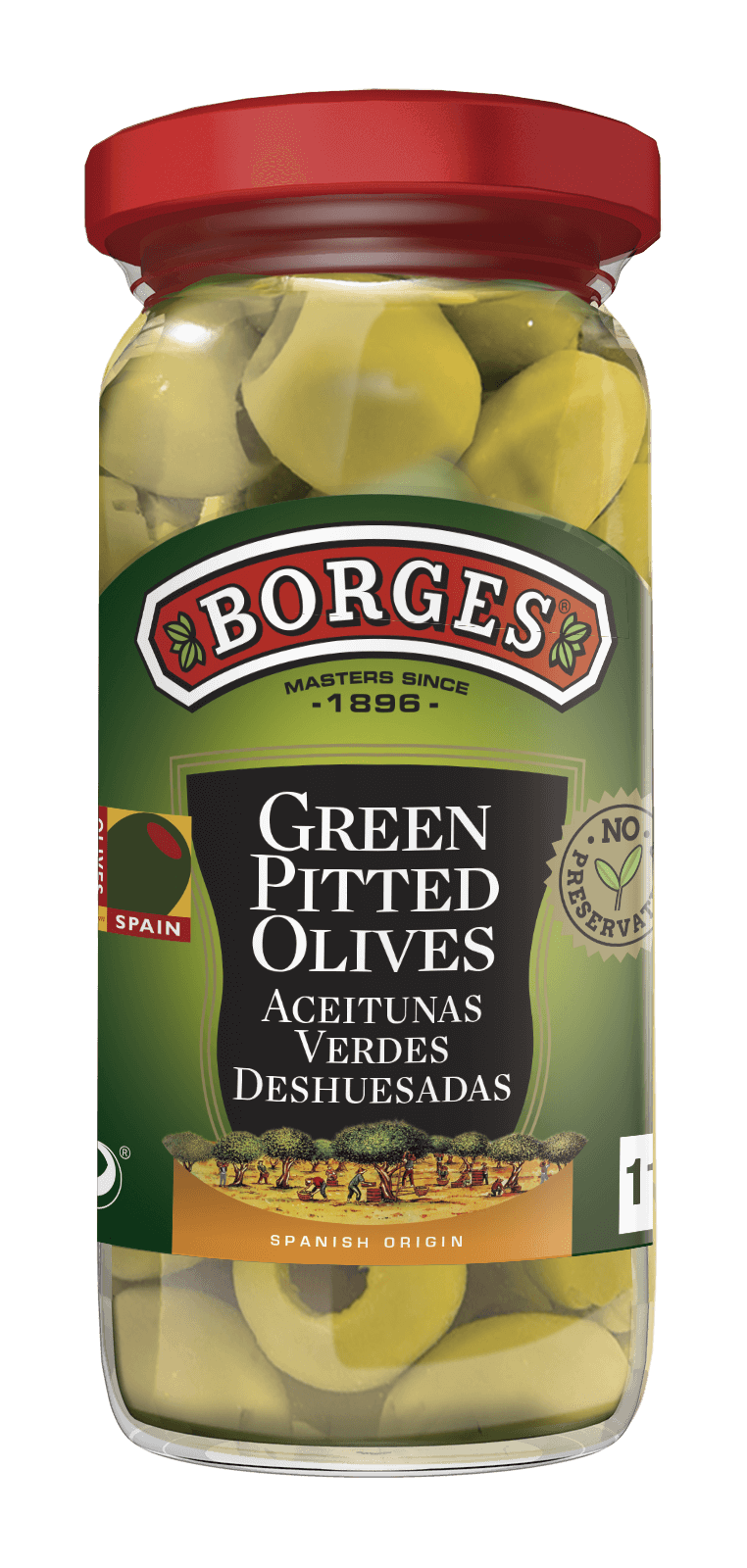 Pitted green olives