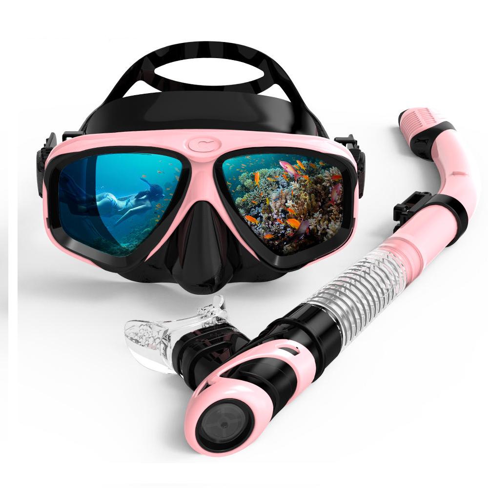 Premium Anti Fog Swim Goggles with Nose Cover & Snorkel Tube Borkut