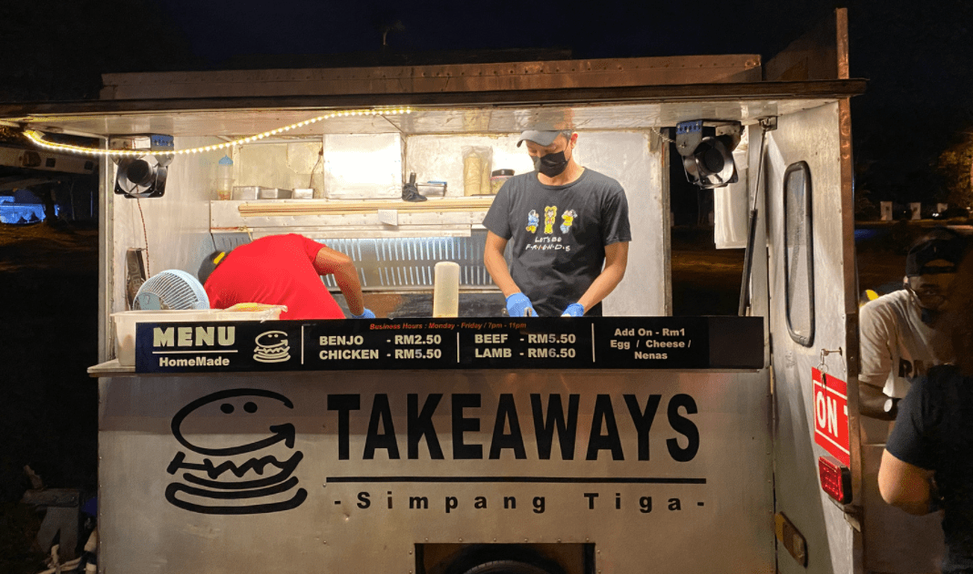 This roadside burger stall in Kuching has been serving burgers more