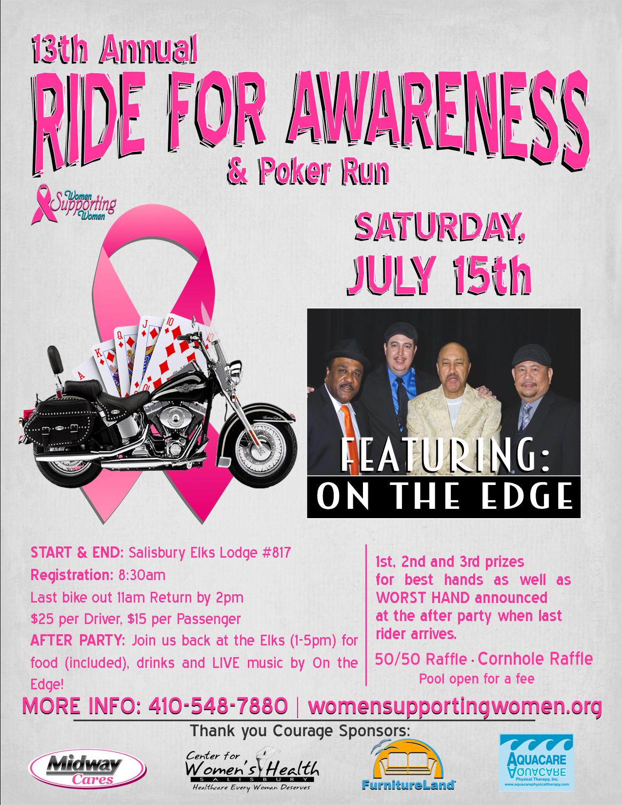 13th Annual Ride for Awareness and Poker Run Featuring “On the Edge
