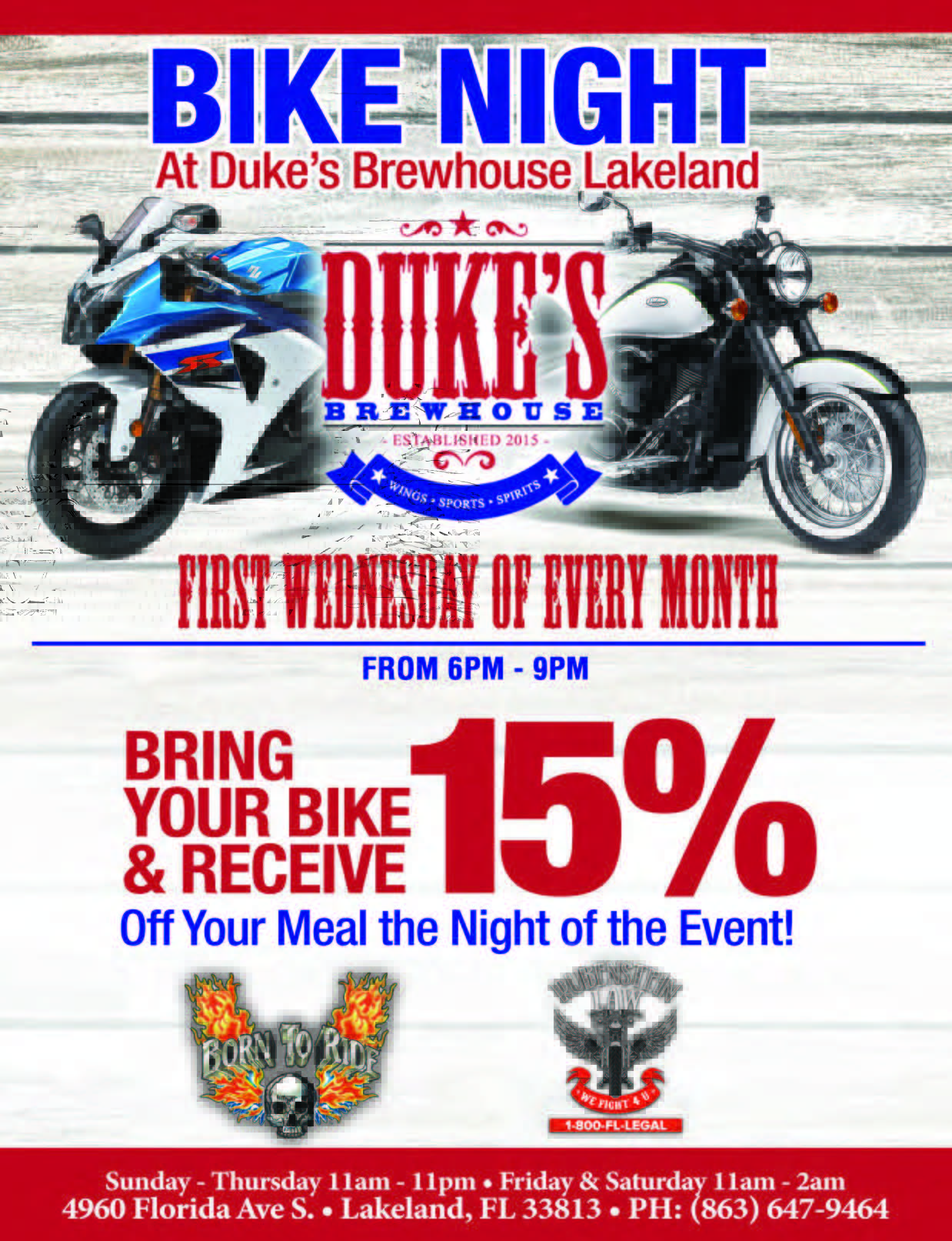 Bike Night at Duke’s Brewhouse Lakeland Born To Ride Motorcycle