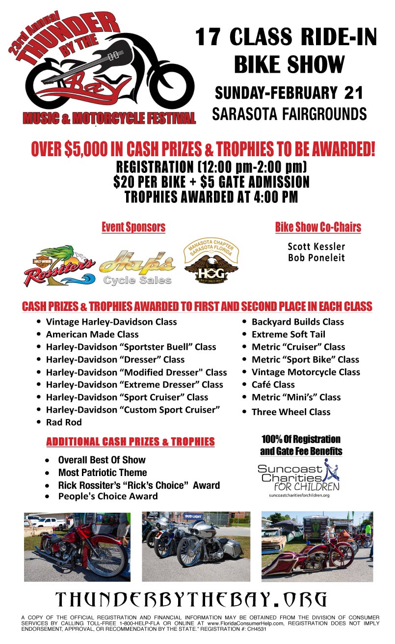 23rd ANNUAL THUNDER BY THE BAY MUSIC and MOTORCYCLE FESTIVAL (Feb. 19