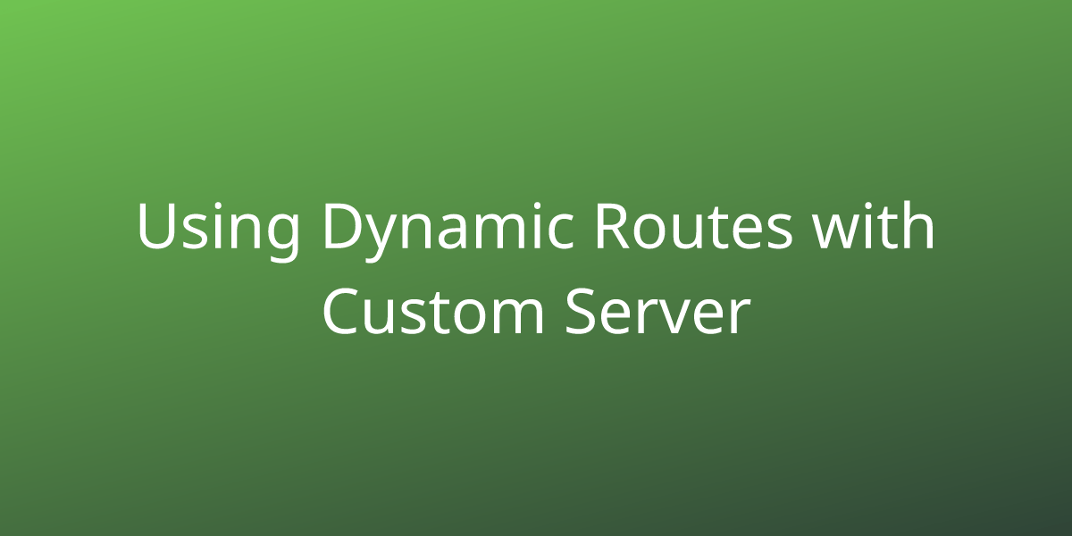 Using Dynamic Routes with Custom Server Snippets Borstch