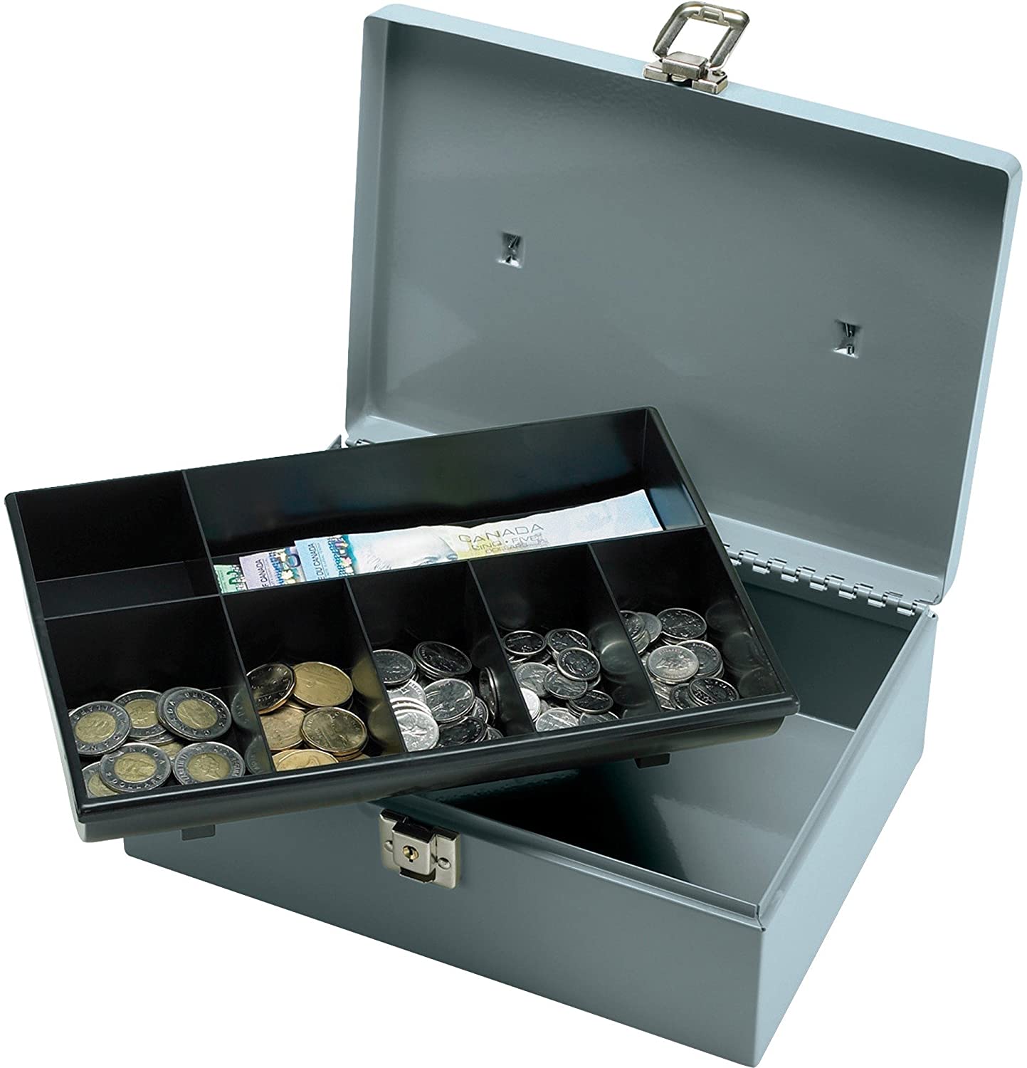 Box Cash W/Tray 11X7.8 Grey Bahamas Office and School Supplies