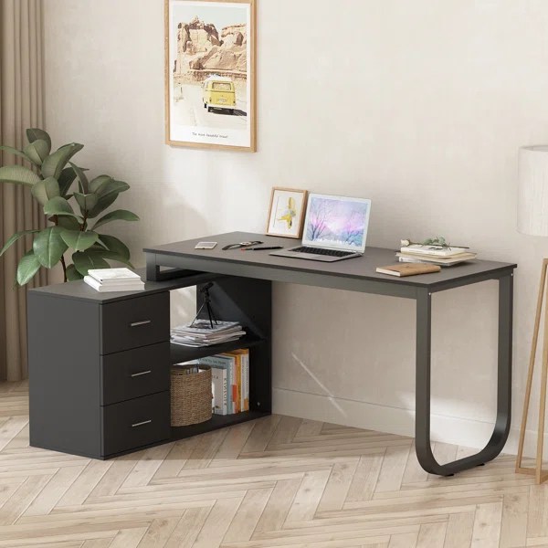 REVERSIBLE L SHAPED DESK BLACK Bahamas Office and School Supplies