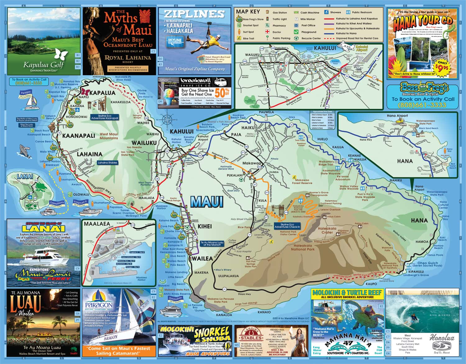 Maui, Kauai and Big Island Maps Boss Frog's Hawaii
