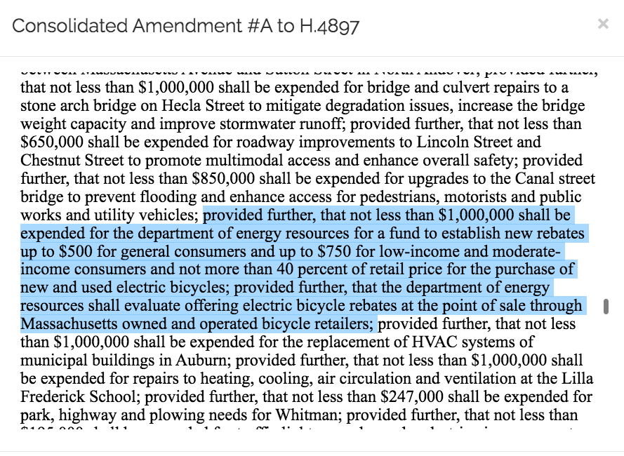 UPDATE next steps on ebike rebates! Boston Cyclists Union