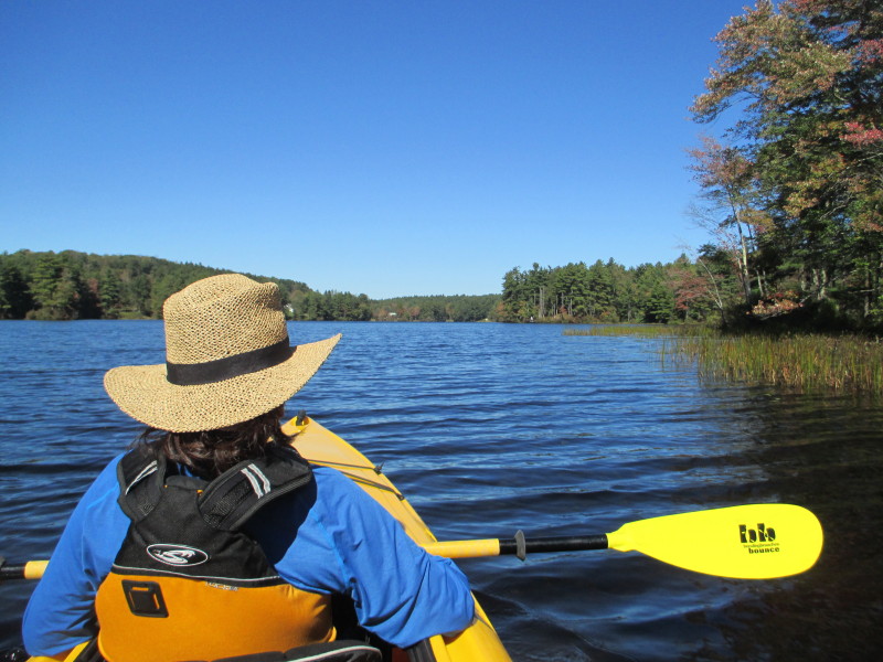 Boston Kayaker Kayaking on Brigham Pond in Hubbardston MA