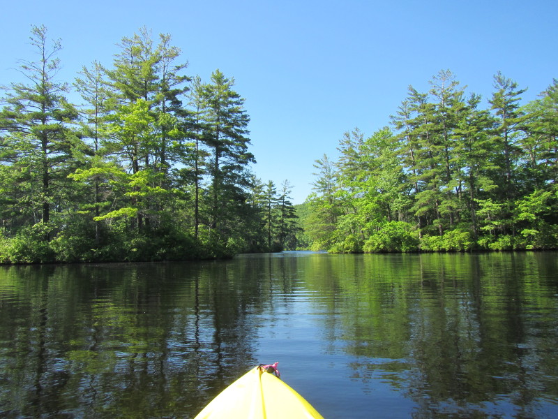 Boston Kayaker Kayaking on Brooks Pond in North Brookfield MA