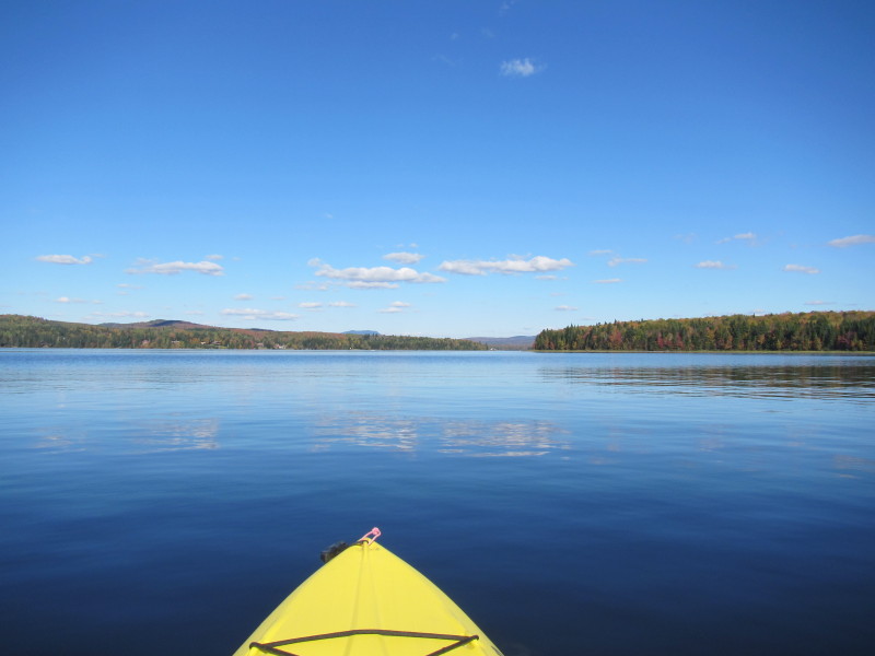 Boston Kayaker Kayaking on First Connecticut Lake in Pittsburg NH