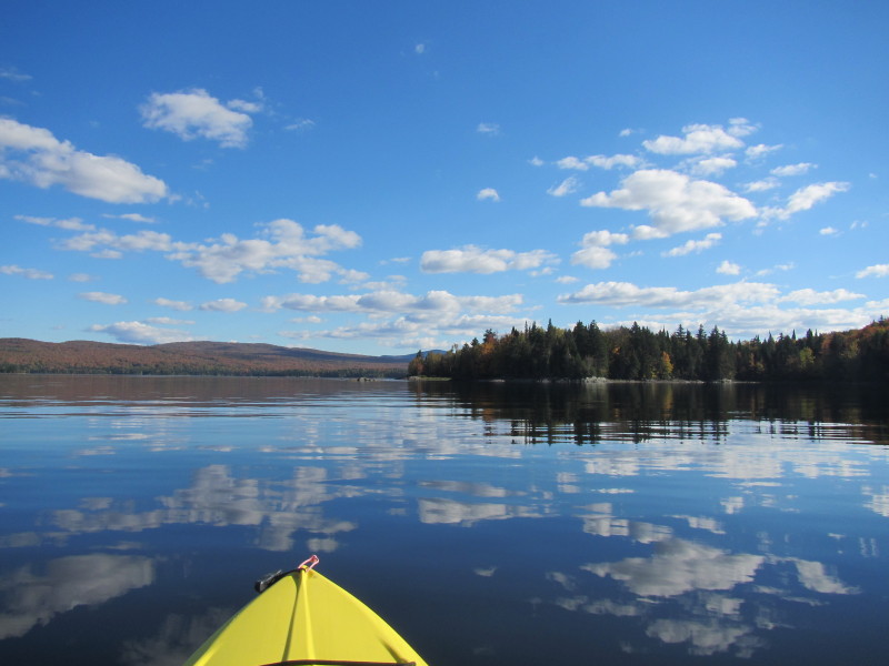 Boston Kayaker Kayaking on First Connecticut Lake in Pittsburg NH