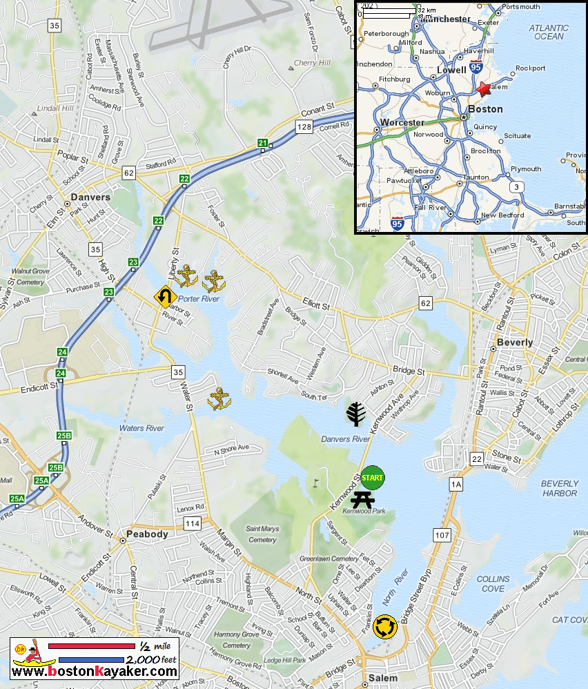 Boston Kayaker Kayaking on Danvers River and Porter River in Salem MA