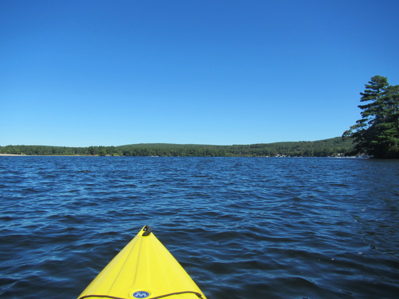 Boston Kayaker Kayaking on ster Lake aka "Lake Chaubunagungamaug