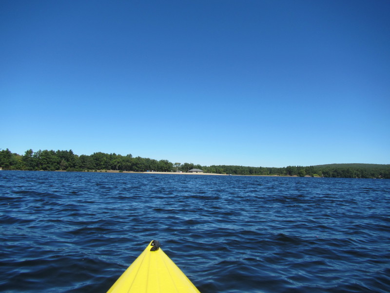 Boston Kayaker Kayaking on ster Lake aka "Lake Chaubunagungamaug