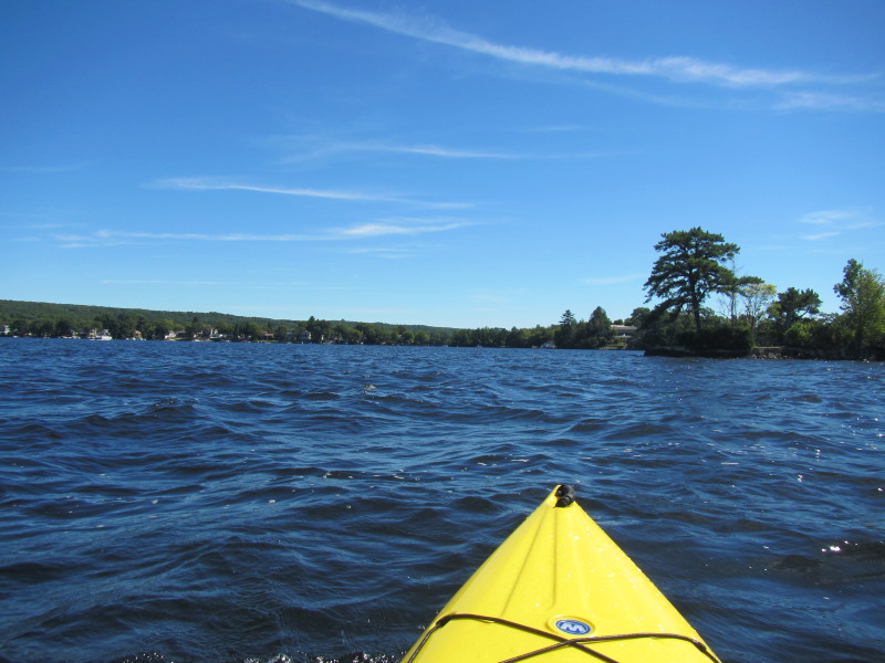 Boston Kayaker Kayaking on ster Lake aka "Lake Chaubunagungamaug