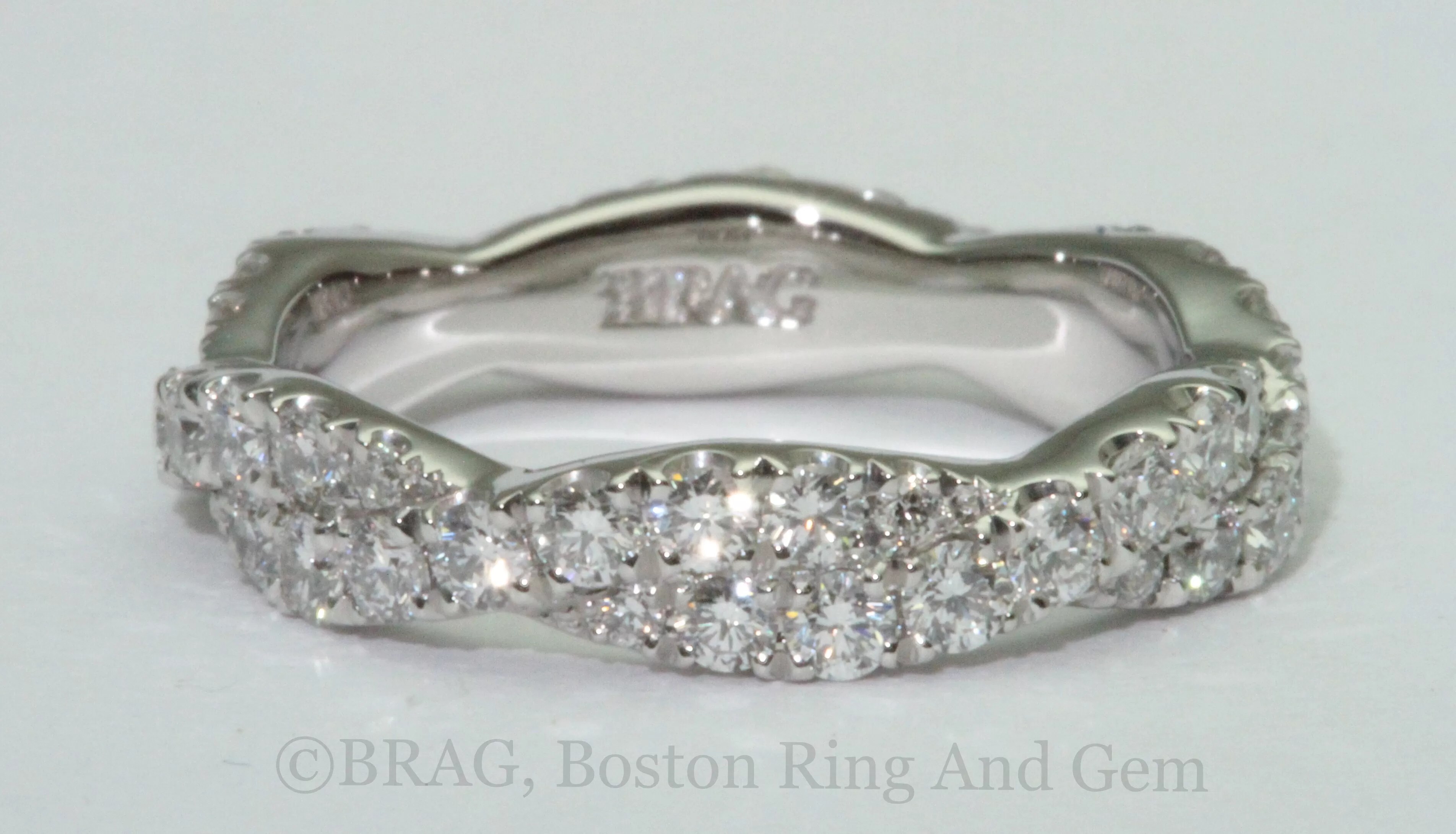 diamond twist platinum eternity wedding band ring unique Boston Ring and Gem