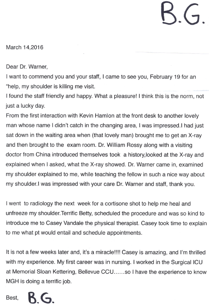 The Patient Experience at Boston Shoulder Institute Boston Shoulder