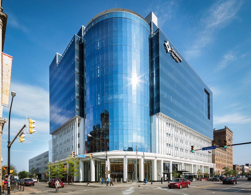 250 Delaware Avenue, architectural restoration, Terraclad sunshade