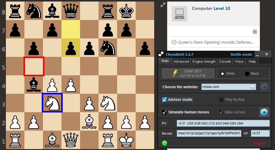 Chess Helper program to win at online chess