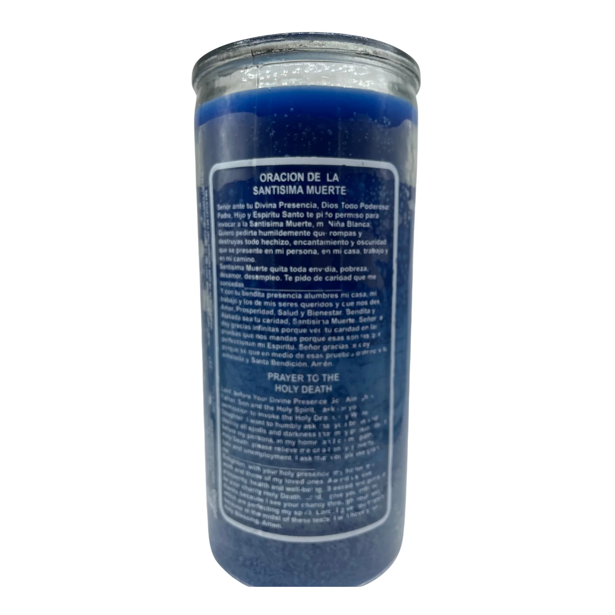 Jumbo 14 Day Blue Holy Death Candle /Veladora Azul de La Santisima Mue