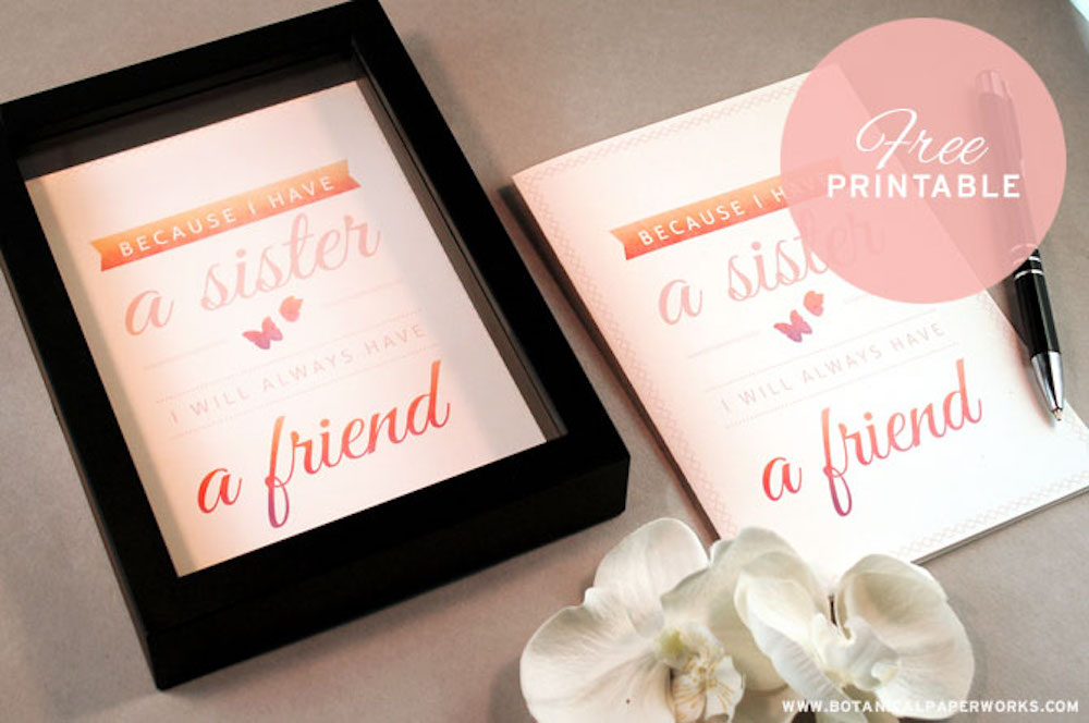 {free printable} Sister Quote + 5 Tips For Celebrating Sister's Day on