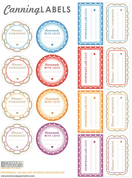 {free printables} Canning Labels For your Homemade Goodies - Botanical
