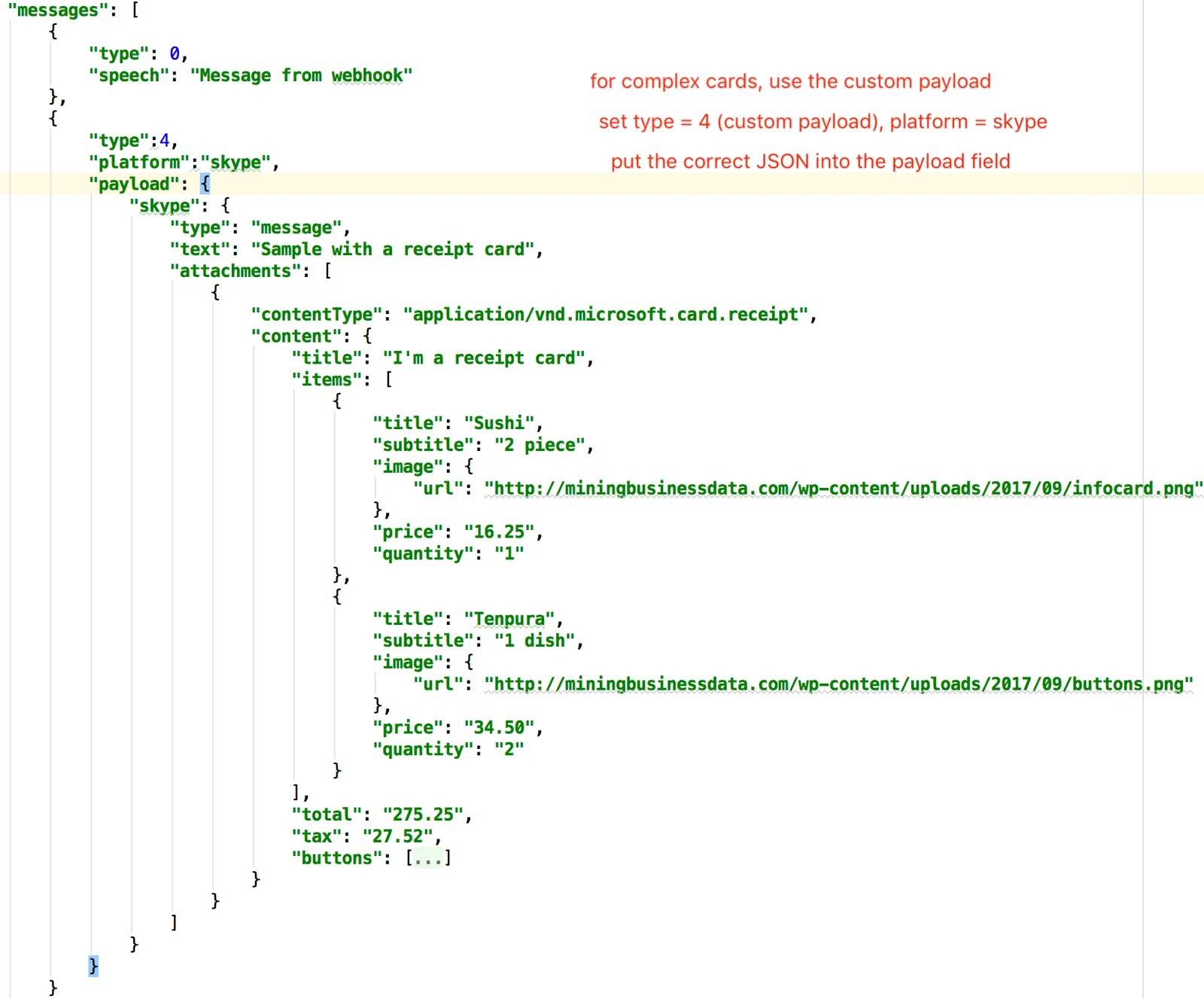 skype_receipt_card_json BotFlo