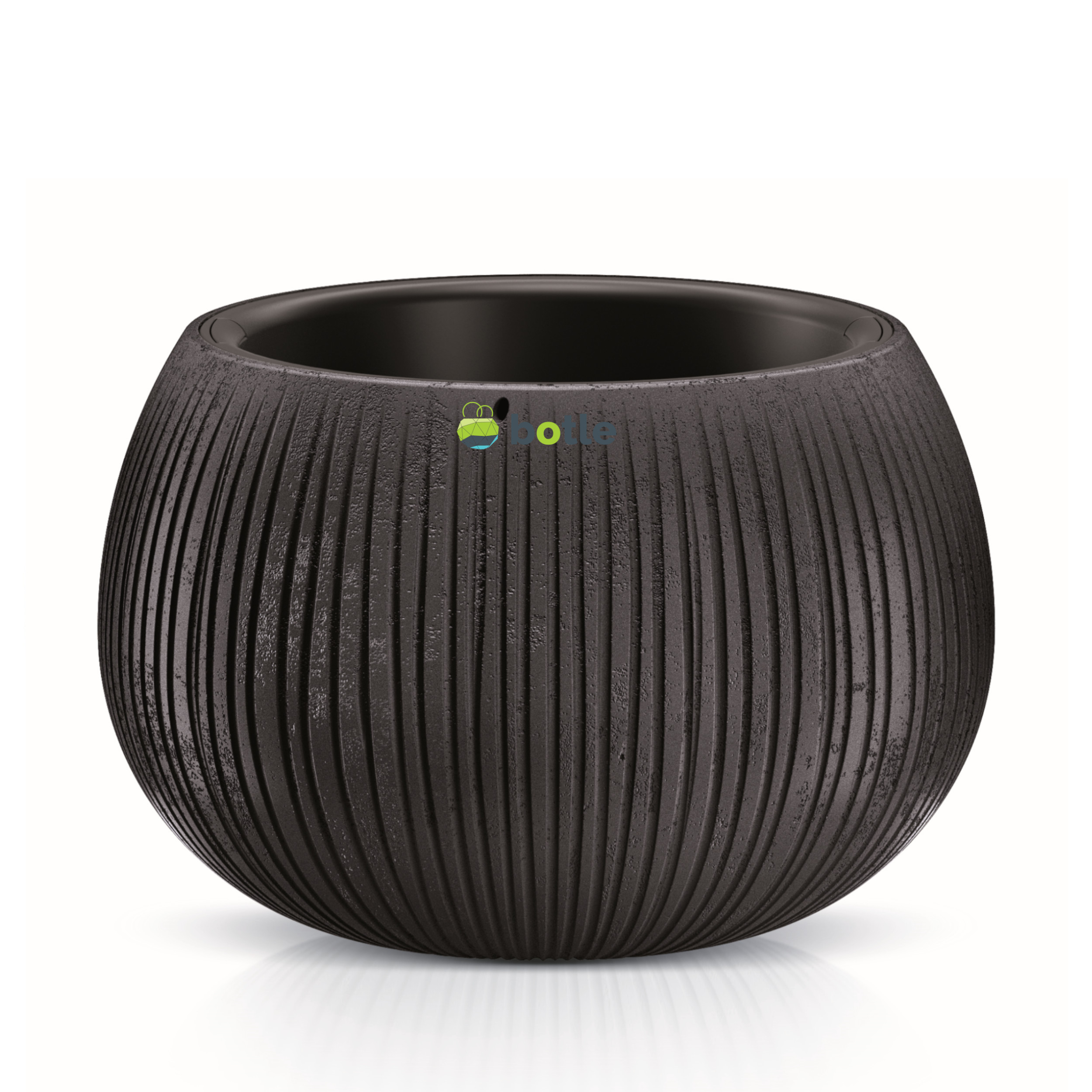 BLUMENTOPF BETONIMITATION MIT Wellendesign + Innentopf 24x16cm Antrazit