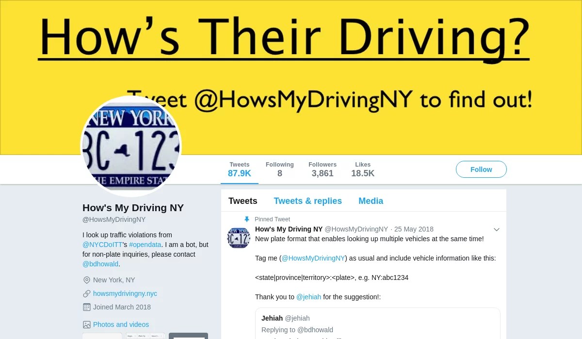 How’s My Driving NY Botwiki
