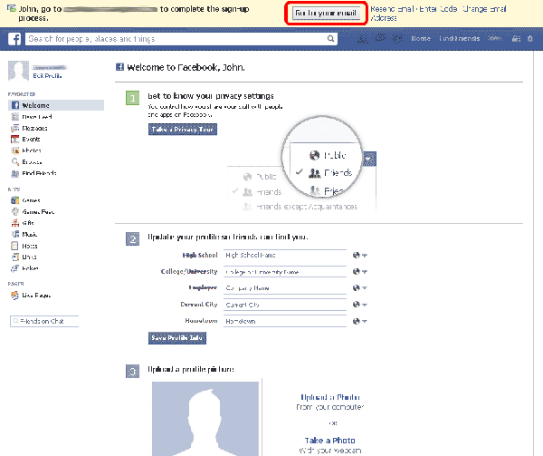 FACEBOOK create account