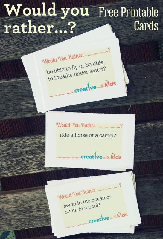 Free Printable Would You Rather...? Game for Summer