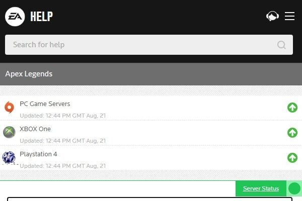 Current Apex Legends status Origin and EA status