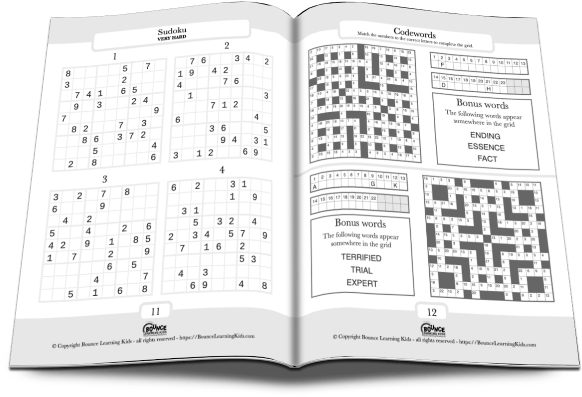 Kakuro logic puzzles, like a crossword but with numbers