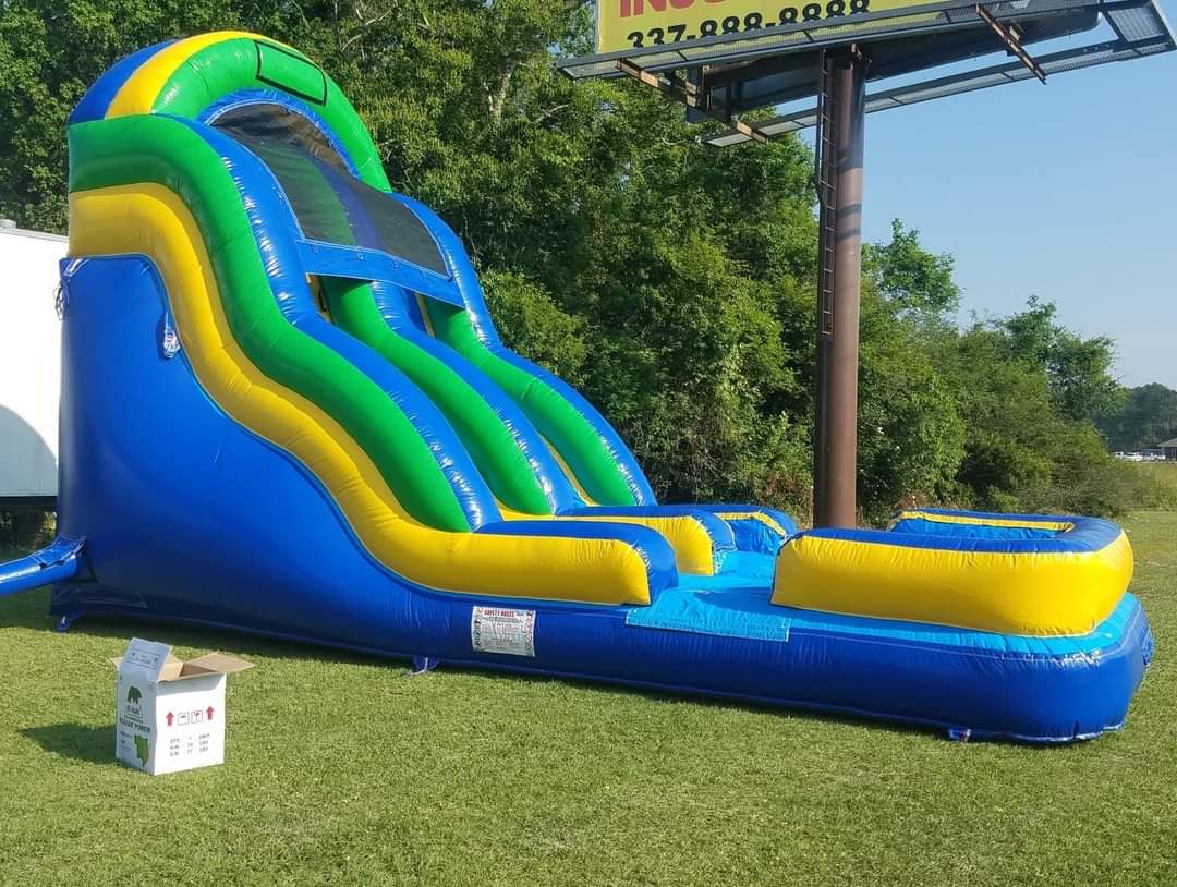 18ft Lime Wave Water Slide Inflatable Party Rentals in Moss Bluff