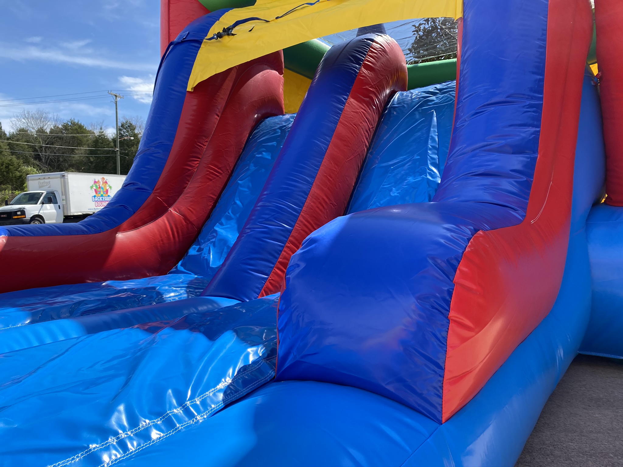 Dual Lane Castle Combo Inflatable Bounce Houses & Water Slides for