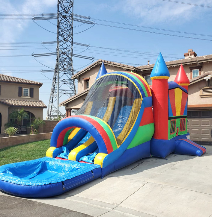 Rainbow Dual Lane Water Slide Jumper Combo Best Hire service in CA