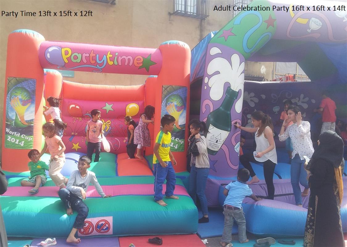DAAdult Party Time Themed 13ftx15ftx 9ft 6" Bouncy Castle, Softplay