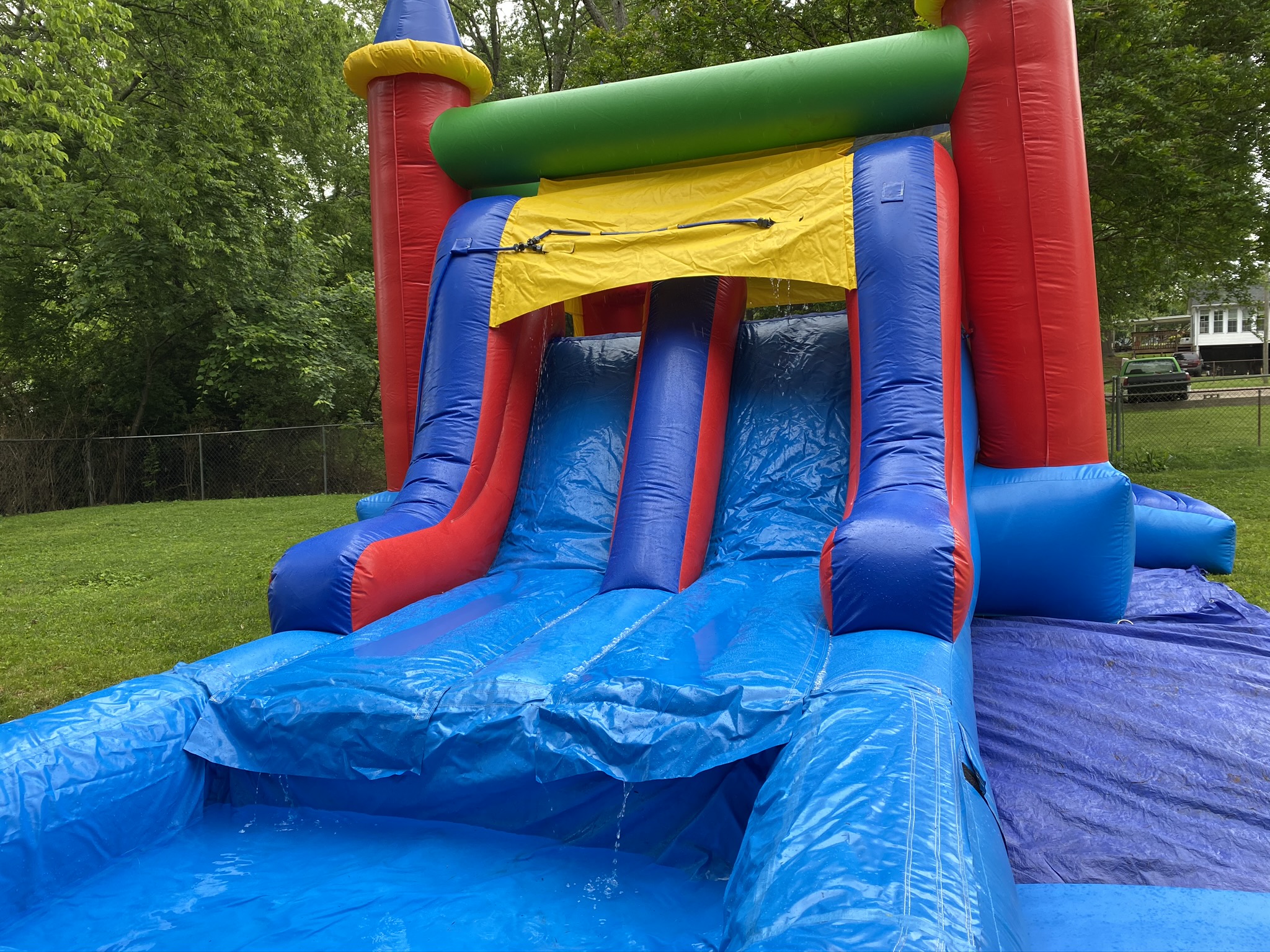 Dual Lane Castle Combo Inflatable Bounce Houses & Water Slides for