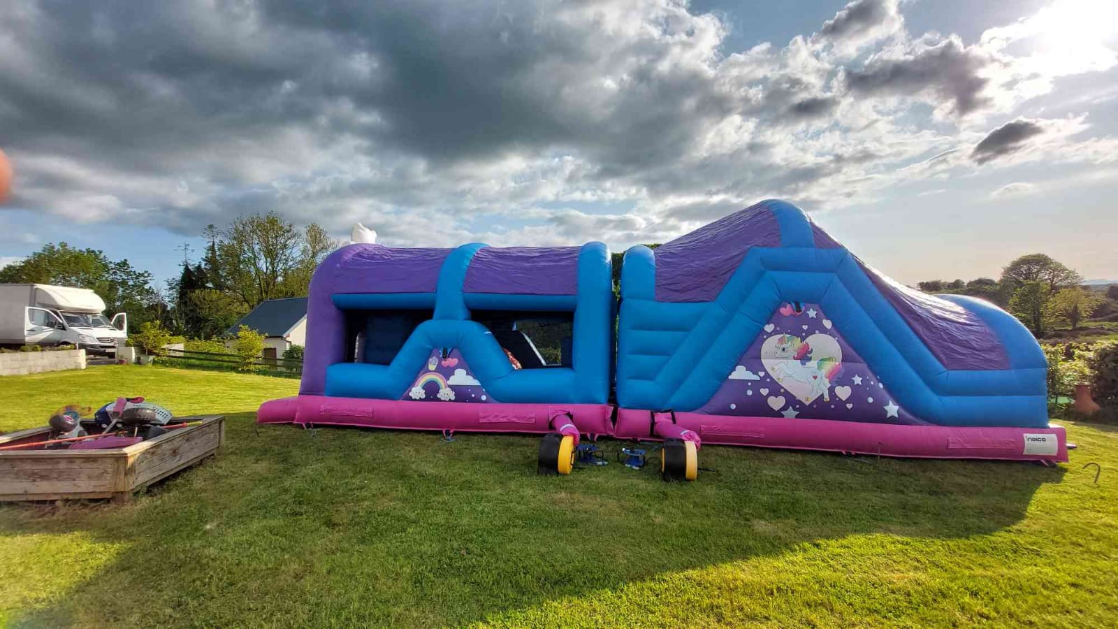 The Unicorn Obstacle course Bouncy Castle Hire, Quad Cars Hire in