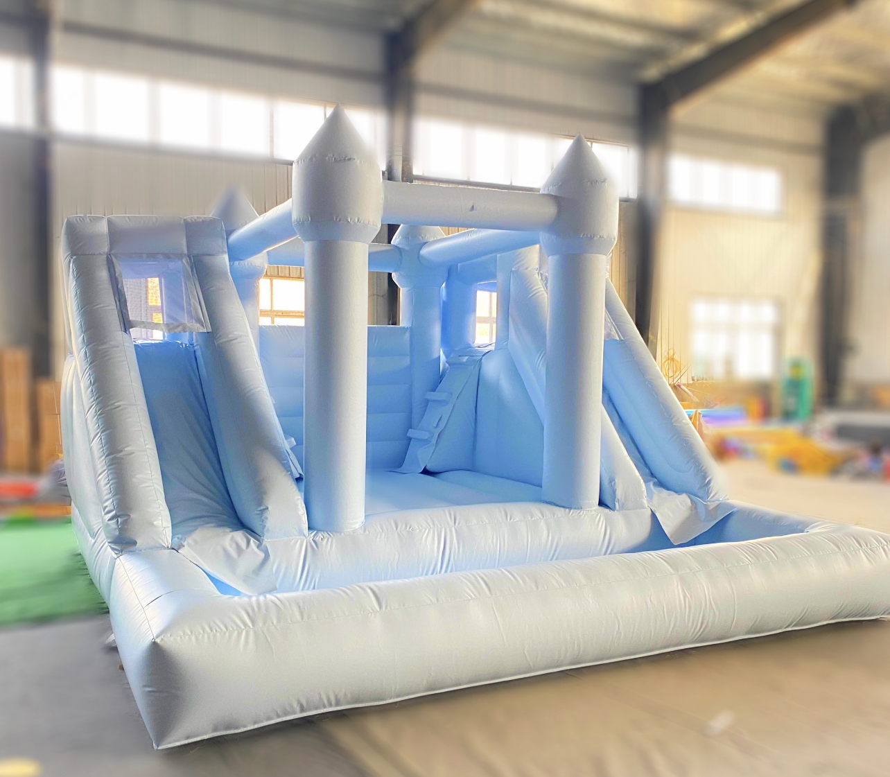 Blue dual lane bounce house party equipment rental service in Mobile