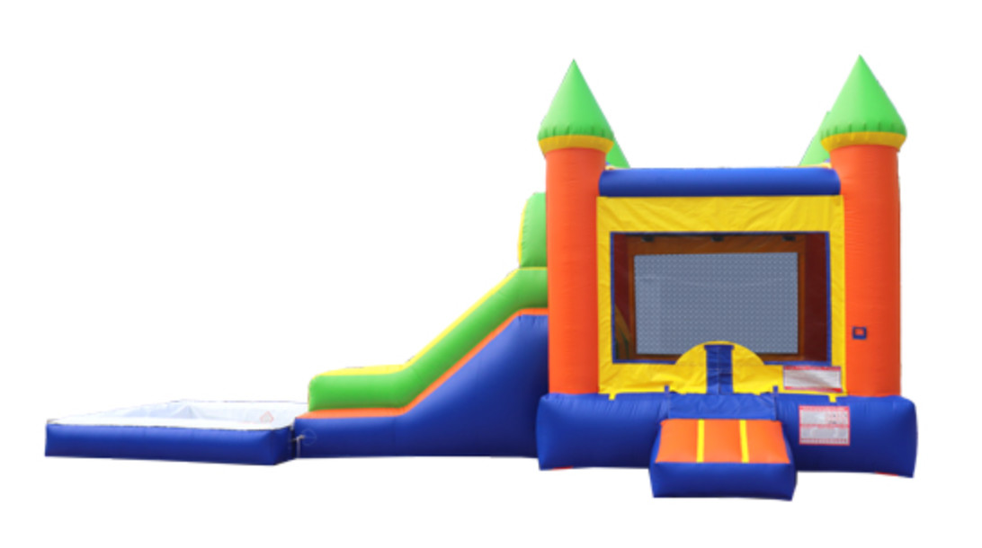 Blue and Orange Moon Bounce Combo Water Slide Hire in Cecil County