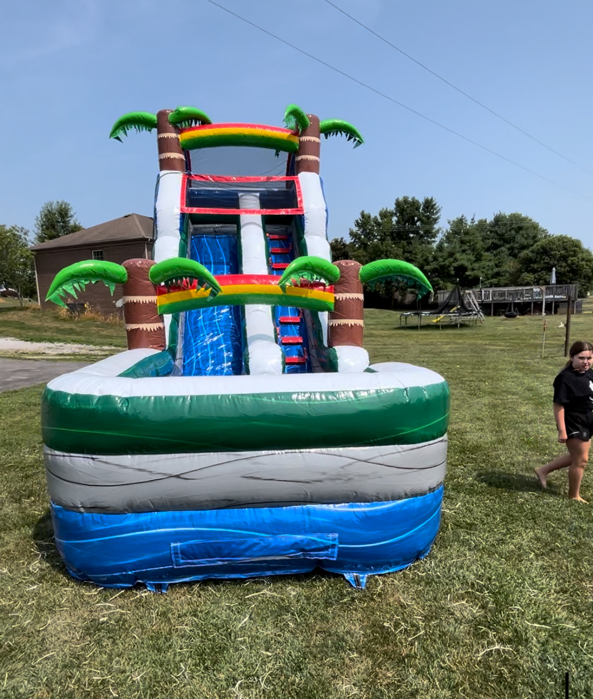 18 foot Blue doubledecker Slide Bounce House Rentals & Water Slide