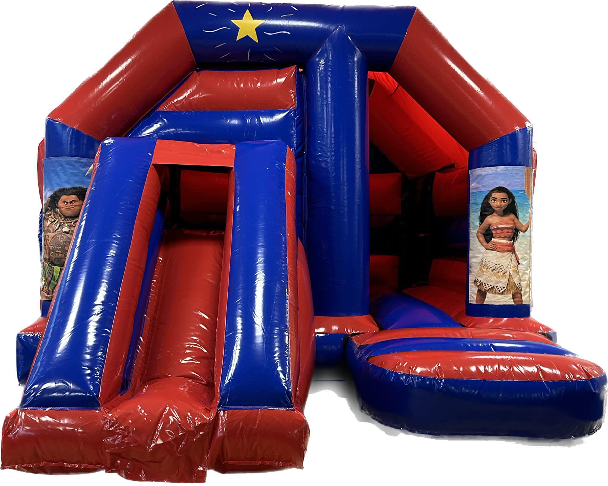 Moana Bouncy Castle with Front Slide Bouncy Castle, Inflatable Slide & Soft Play Hire in